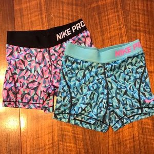 Lot of 2 Girls Nike Pro Dri Fit Shorts Size S